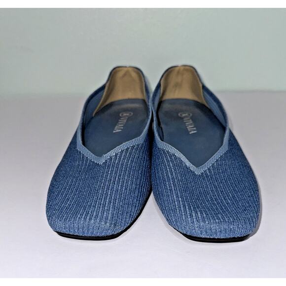 Vivaia Lightweight Square-toe V-Cut Flats Women’s 41 (10) blue Flexible Knitted - Picture 2 of 6